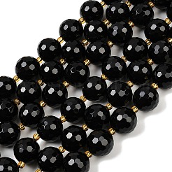 Natürliche schwarze Onyxperlenstränge (gefärbt und erhitzt).&nbsp;G-C249-A11-16mm