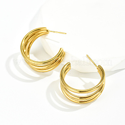 Pendientes retro de acero inoxidable 201 con forma de triple C&nbsp;PN7047