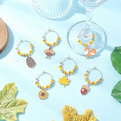 Thanksgiving Day Legierung Emaille Weinglas Charms&nbsp;AJEW-JO00262