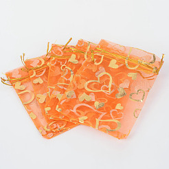 Cuore stampato borse organza&nbsp;OP-R022-10x12-06