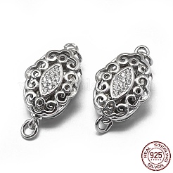 Anlaufgeschützte rhodinierte 925 Sterling Silber Kastenverschlüsse&nbsp;STER-L057-010P