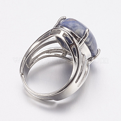Natürliche Sodalith-Band Fingerringe&nbsp;X-RJEW-K224-A11