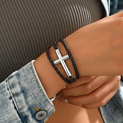 Bracelets tressés en cuir PU de style punk&nbsp;AE0334-2