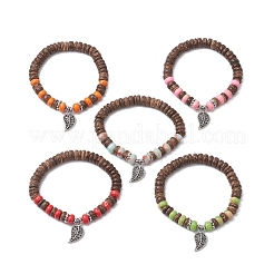 Braccialetti elastici in diaspro imperiale sintetico tinto e perline di cocco naturale per le donne&nbsp;BJEW-JB11358