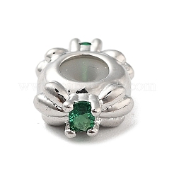 Latón micro pavé cuentas de circonita cúbica verde&nbsp;KK-K361-05P