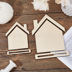 2 Stück 2 Stile Hausförmige Holzstickerei-Displaykartenhalter&nbsp;ODIS-FH0001-19