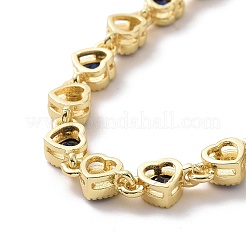 Emaille-Evil-Eye- und Zirkonia-Herz-Gliederkettenarmband&nbsp;BJEW-H555-01A