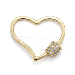 Messing Micro Pave klare Zirkonia Schraube Karabiner Schloss Charms&nbsp;ZIRC-E164-05G