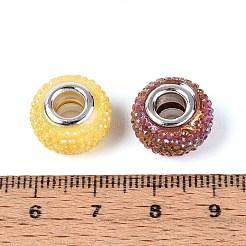 Perline europee in resina con foro grande e strass&nbsp;OPDL-T003-01B