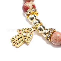 5pcs 5 style naturel et synthétique mélange de pierres précieuses et lampwork mauvais œil et ensemble de bracelets extensibles millefiori&nbsp;BJEW-JB08886