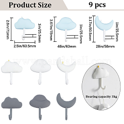 3 Set 3 Farben Himmelsmotiv Wolken- und Mondform spurlose selbstklebende Wandhaken&nbsp;AJEW-GF0006-94