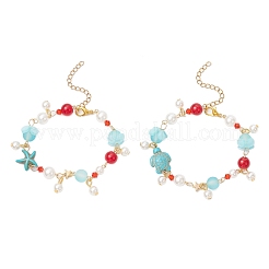 Braccialetti con ciondoli in perline turchesi sintetiche tinte&nbsp;BJEW-JB11852