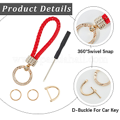 2 llavero trenzado de cuero sintético y aleación con rhinestone.&nbsp;KEYC-CL0001-15C