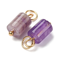 Natürliche Amethyst-Säulenanhänger mit Biegeringen aus Edelstahl 304&nbsp;G-Q032-01D