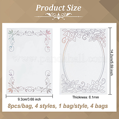 32 stücke 4 arten pet transparent floral rahmen klebstoff dekorative aufkleber&nbsp;DIY-OC0010-25