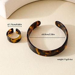 Armreif- und Fingerring-Sets aus Acryl mit Leopardenmuster für Damen&nbsp;FS-WG722C5-01