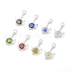 16 pz. 8 pendenti in vetro soffiato millefiori fatti a mano e lega&nbsp;HJEW-TAC0125