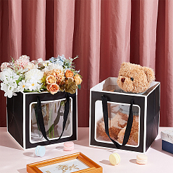 Quadratische Geschenktüten aus Papier mit sichtbarem Plastikfenster&nbsp;ABAG-WH0051-10B