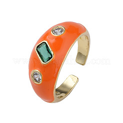 Bague de manchette ouverte en zircone cubique avec émail&nbsp;RJEW-N035-128