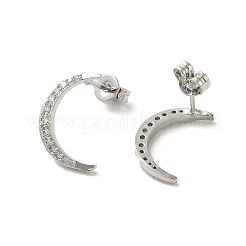 Boucles d'oreilles en laiton plaqué avec support de lune&nbsp;EJEW-O001-08P