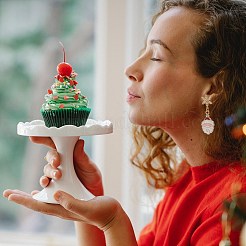 Asymmetrische Bunte Malerei-Ohrringe mit Weihnachtsmann-Legierung&nbsp;X1-EJEW-TA00230