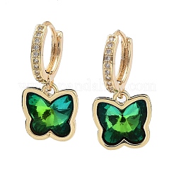 Orecchini a cerchio con micro pavè di zirconi in ottone oro chiaro&nbsp;EJEW-Q800-53KCG