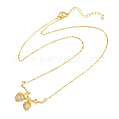 Collana con ciondolo a forma di ghianda in ottone con micro pavé di zirconi cubici trasparenti.&nbsp;NJEW-K311-02G