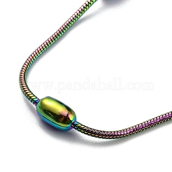 Ionenplattierung (IP) 304 Edelstahl runde Schlangenkette Halskette mit ovalen Perlen&nbsp;NJEW-E098-04RC