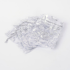 Rose gedruckt Organza Beutel&nbsp;OP-R021-7x9-03