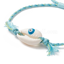 Natürliches Kaurimuschel-Armband mit bösem Auge&nbsp;BJEW-JB09140