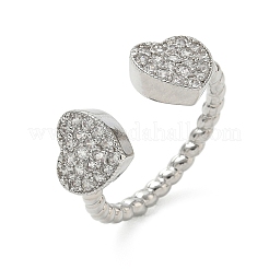 Messing Micro Pave Zirkonia Manschette offene Ringe&nbsp;RJEW-C163-03B-P