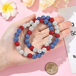 1 collier extensible en perles rondes et strass en argile polymère&nbsp;NJEW-SP0001-14G