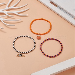 Set di braccialetti elastici con perline in vetro stile 3 pz 3&nbsp;BJEW-JB09933