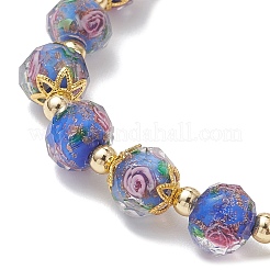Braccialetti con ciondoli di perline in vetro soffiato dorato e sabbia fatti a mano&nbsp;BJEW-JB13010-02