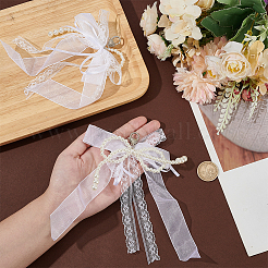 2 ciondolo decorativo in plastica con perle e pizzo finti e fiocco&nbsp;DIY-HY0002-09
