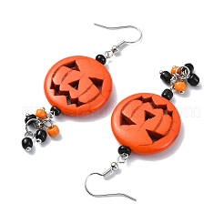 Halloween Kürbis Legierung Harz Anhänger baumeln Ohrringe&nbsp;EJEW-JE06103