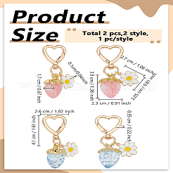 2 pendentif décoratif en forme de fraise en acrylique de 2 couleurs&nbsp;AJEW-LP0007-85