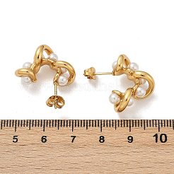 Pendientes Nuggets de acero inoxidable 304 con perlas de imitación de plástico&nbsp;LS-EJEW-M105-10G