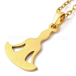 Collier pendentif yoga humain en acier inoxydable 201 avec chaînes à maillons&nbsp;NJEW-Q317-16G