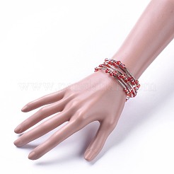 Bracciali avvolgenti moda a cinque anelli&nbsp;BJEW-JB04595