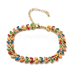 Schmetterlings-Armbänder aus Messing und Emaille für Damen&nbsp;BJEW-B125-01G