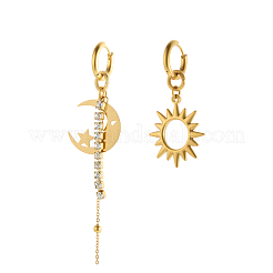 Set di orecchini asimmetrici con luna e sole in acciaio inossidabile 304&nbsp;EJEW-OY002-06