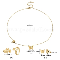 Orecchini a bottone a farfalla in acciaio inossidabile 304&nbsp;SJEW-TZ0001-02