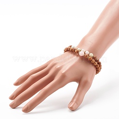 Ensemble de bracelets de perles de morganite naturelle pour hommes femmes cadeau&nbsp;BJEW-JB06769