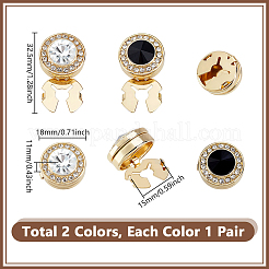2 paio di gemelli in ottone con strass in 2 colori&nbsp;AJEW-GA0008-30