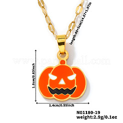 304 Edelstahl Emaille Halloween Kürbis Anhänger gesprenkelte Kette Halsketten&nbsp;BZ8585