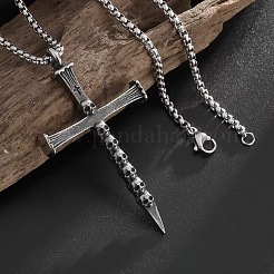Colliers pendentifs croix tête de mort en alliage pour hommes&nbsp;WG7ADC0-01