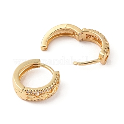 Boucles d'oreilles créoles en laiton plaqué micro pavé de zircone cubique claire pour femmes&nbsp;EJEW-G394-04A-G