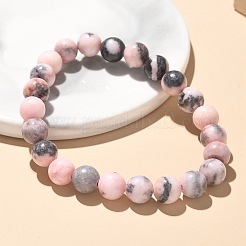 Bracciali elasticizzati con perle di diaspro naturale zebra&nbsp;X-BJEW-K212-B-035