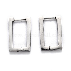 Orecchini a cerchio rettangolari huggie in acciaio inossidabile 304 anti-ossidazione&nbsp;STAS-J033-10B-P